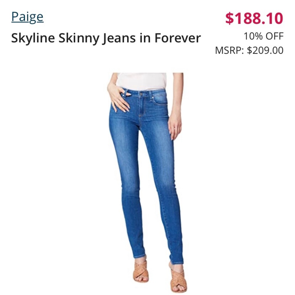 Paige Skyline Skinny Jeans, sz. 27